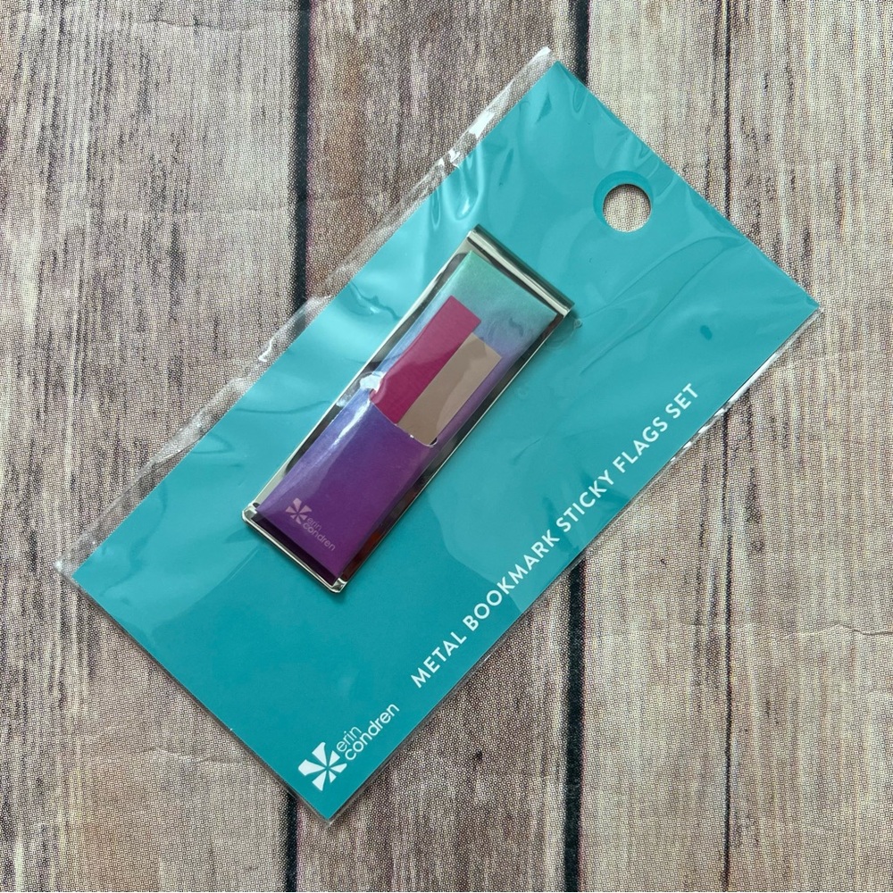 NWT Erin Condren Purple and Silver Bookmark with Sticky Flags